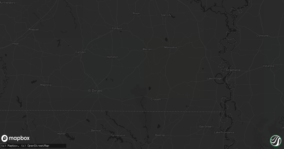 Hail map in Hermitage, AR on July 8, 2026