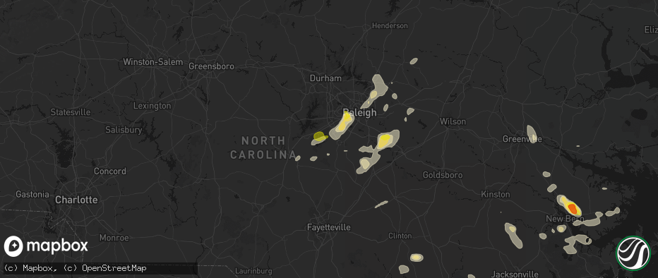 Hail map in Holly Springs, NC on July 8, 2026