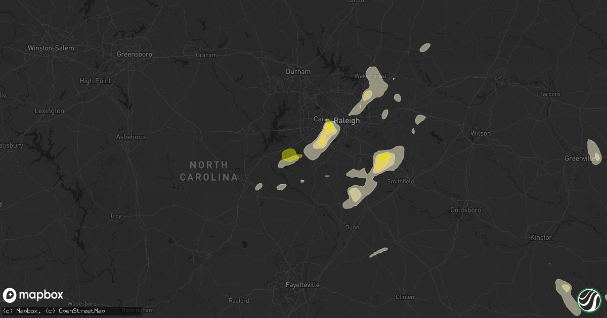 Hail map in Holly Springs, NC on July 8, 2026
