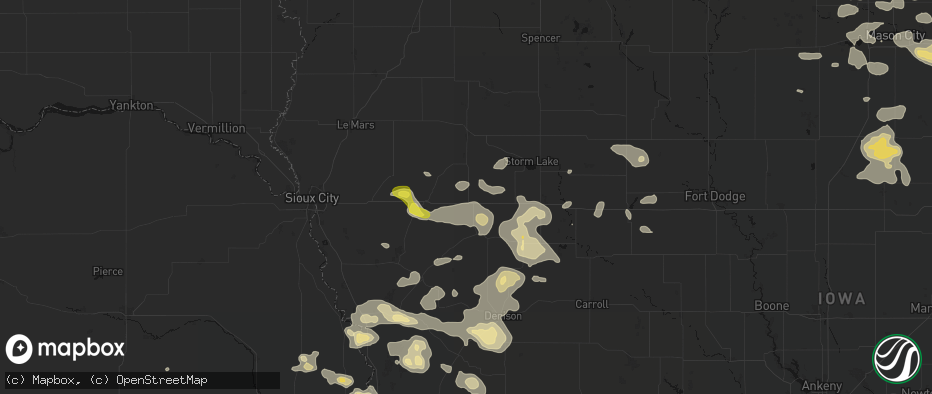 Hail map in Holstein, IA on July 8, 2026