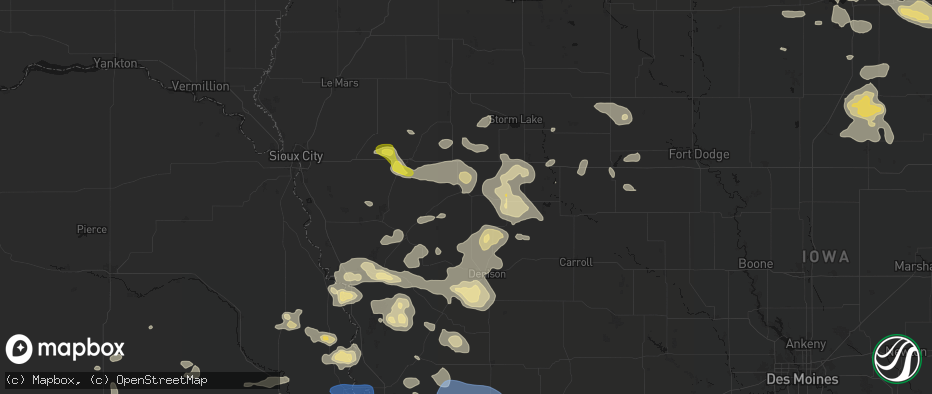 Hail map in Ida Grove, IA on July 8, 2026