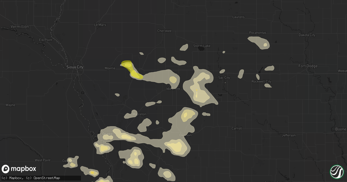 Hail map in Ida Grove, IA on July 8, 2026