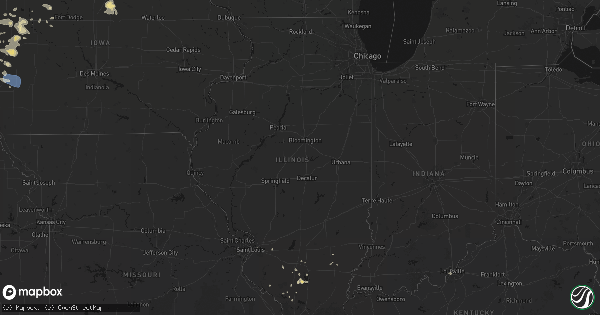 Hail map in Illinois on July 8, 2026
