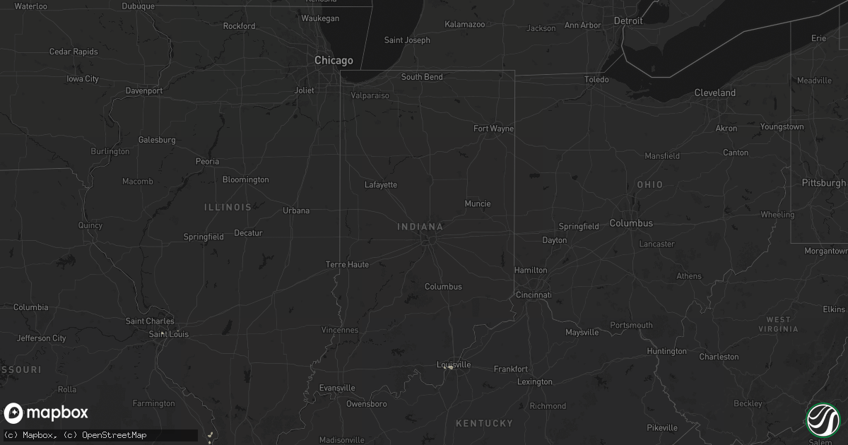 Hail map in Indiana on July 8, 2026