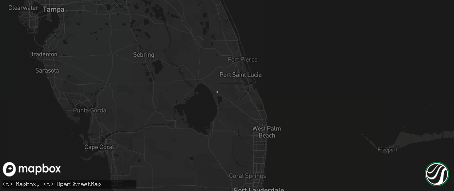 Hail map in Indiantown, FL on July 8, 2026