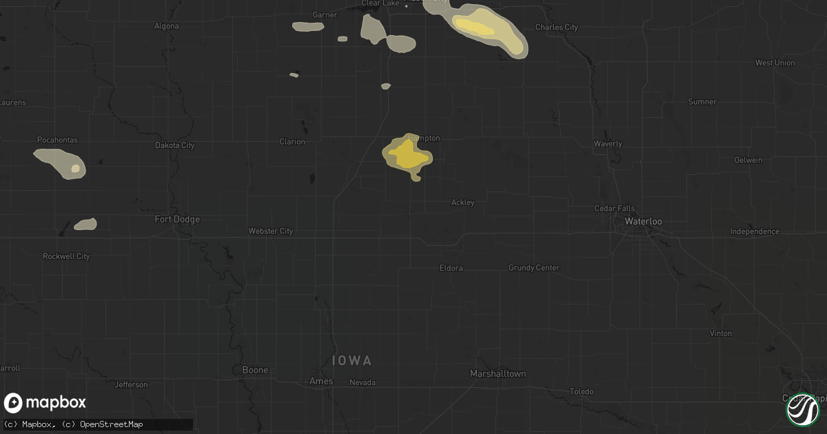 Hail map in Iowa Falls, IA on July 8, 2026