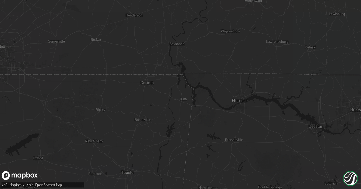 Hail map in Iuka, MS on July 8, 2026