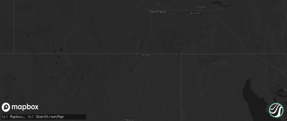 Hail map in Jackpot, NV on July 8, 2026