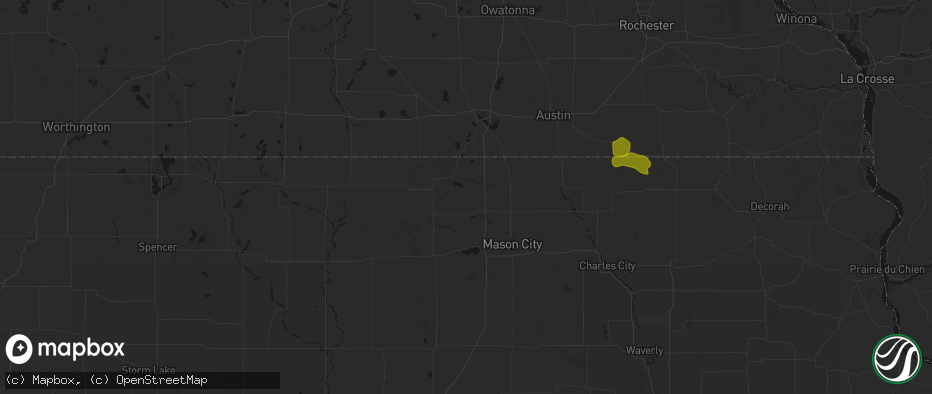 Hail map in Joice, IA on July 8, 2026