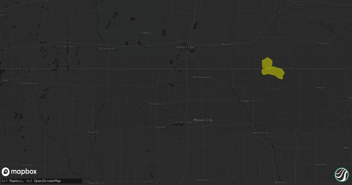 Hail map in Joice, IA on July 8, 2026