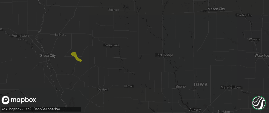 Hail map in Jolley, IA on July 8, 2026