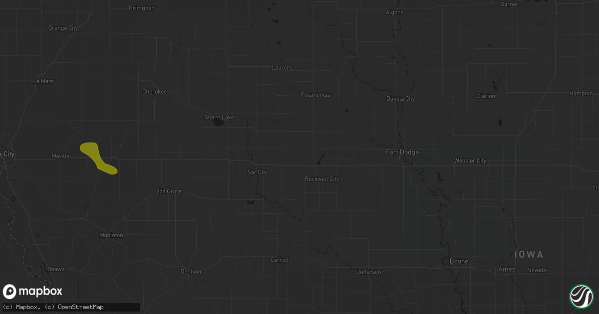 Hail map in Jolley, IA on July 8, 2026