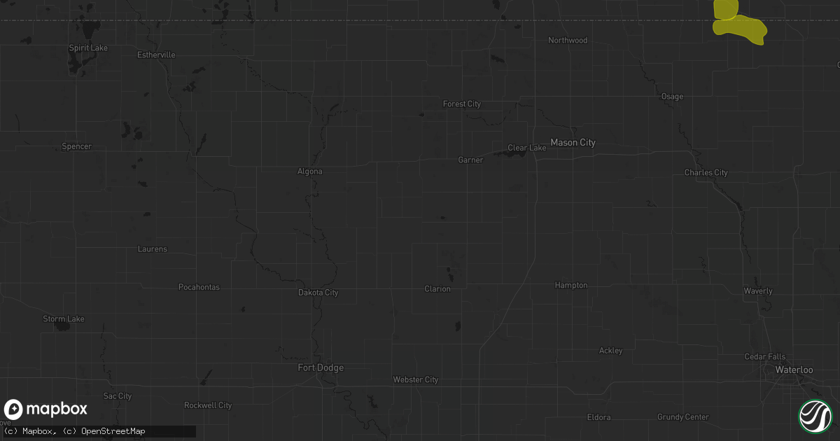 Hail map in Kanawha, IA on July 8, 2026