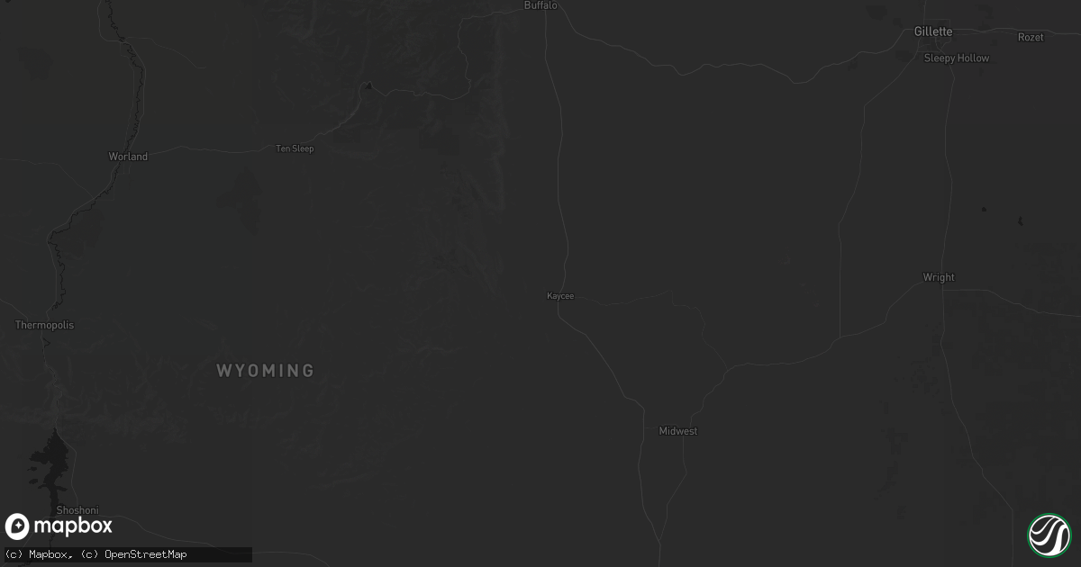 Hail map in Kaycee, WY on July 8, 2026