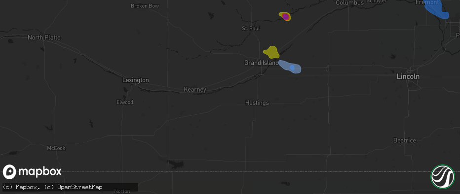 Hail map in Kenesaw, NE on July 8, 2026