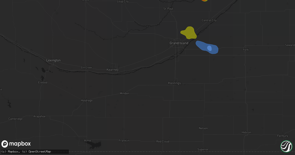 Hail map in Kenesaw, NE on July 8, 2026