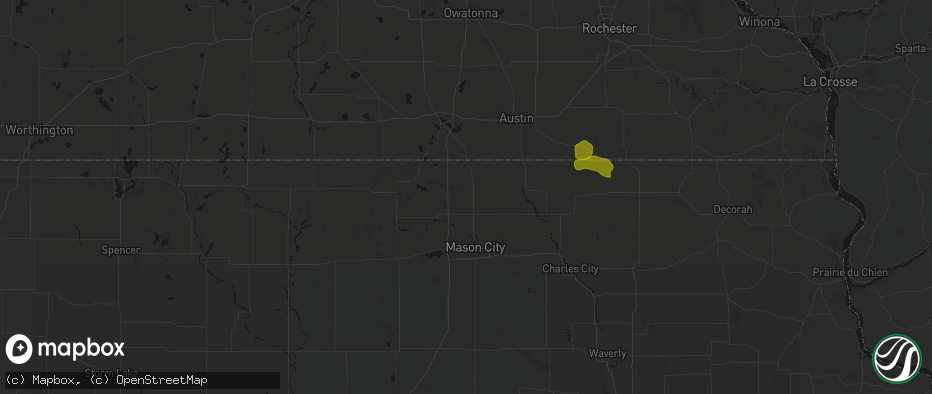 Hail map in Kensett, IA on July 8, 2026