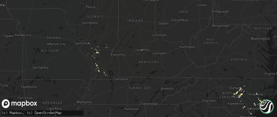 Hail map in Kentucky on July 8, 2026