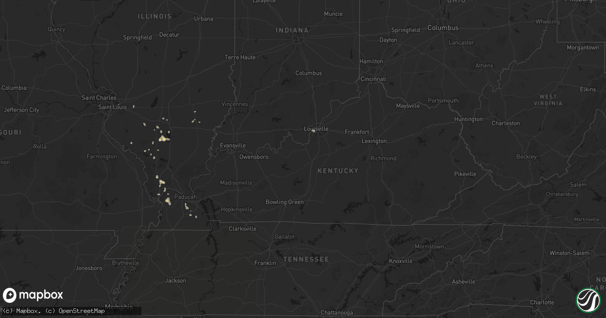 Hail map in Kentucky on July 8, 2026