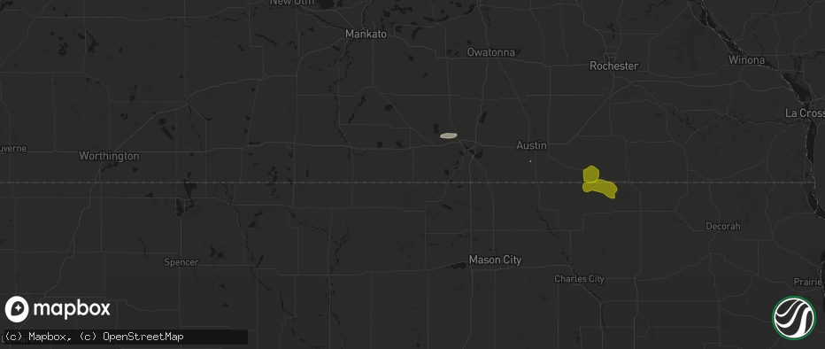 Hail map in Kiester, MN on July 8, 2026