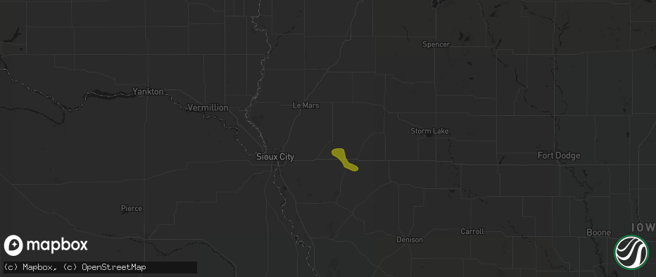 Hail map in Kingsley, IA on July 8, 2026