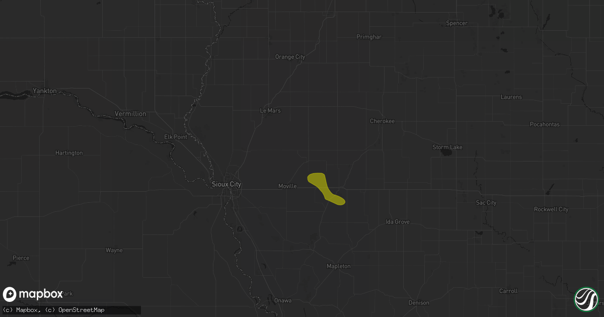 Hail map in Kingsley, IA on July 8, 2026