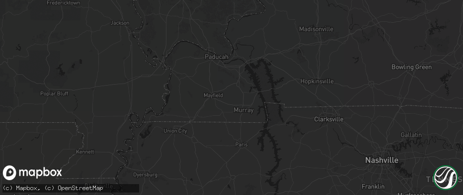 Hail map in Kirksey, KY on July 8, 2026