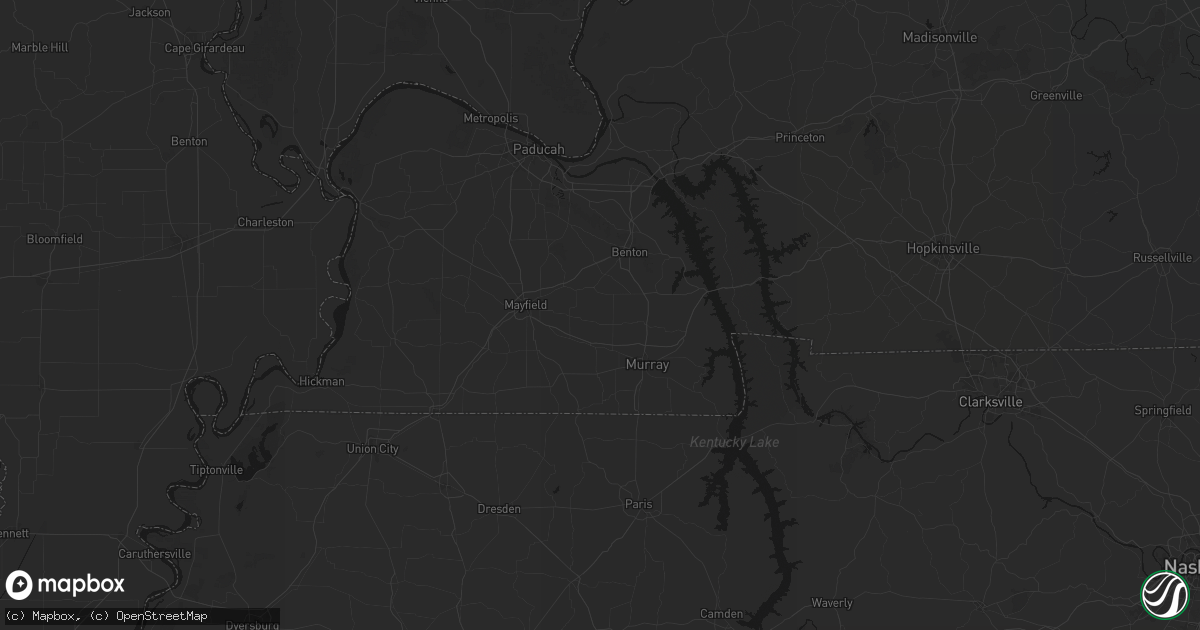 Hail map in Kirksey, KY on July 8, 2026