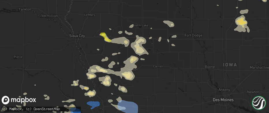 Hail map in Kiron, IA on July 8, 2026