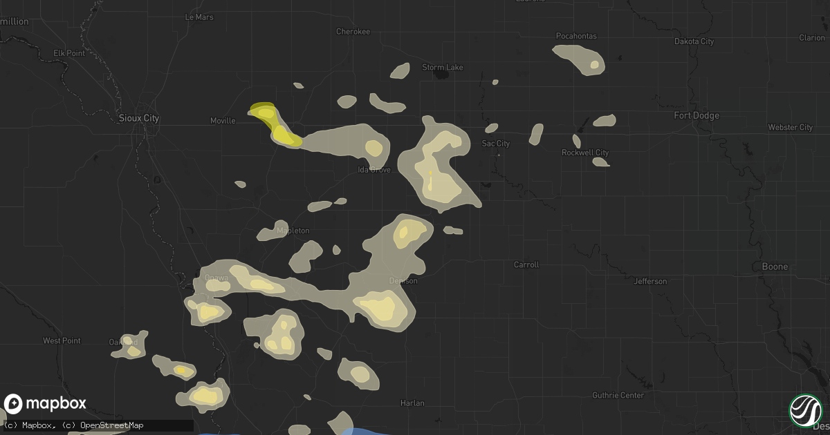 Hail map in Kiron, IA on July 8, 2026