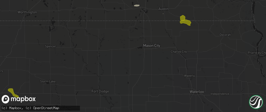 Hail map in Klemme, IA on July 8, 2026