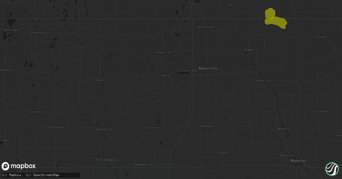 Hail map in Klemme, IA on July 8, 2026
