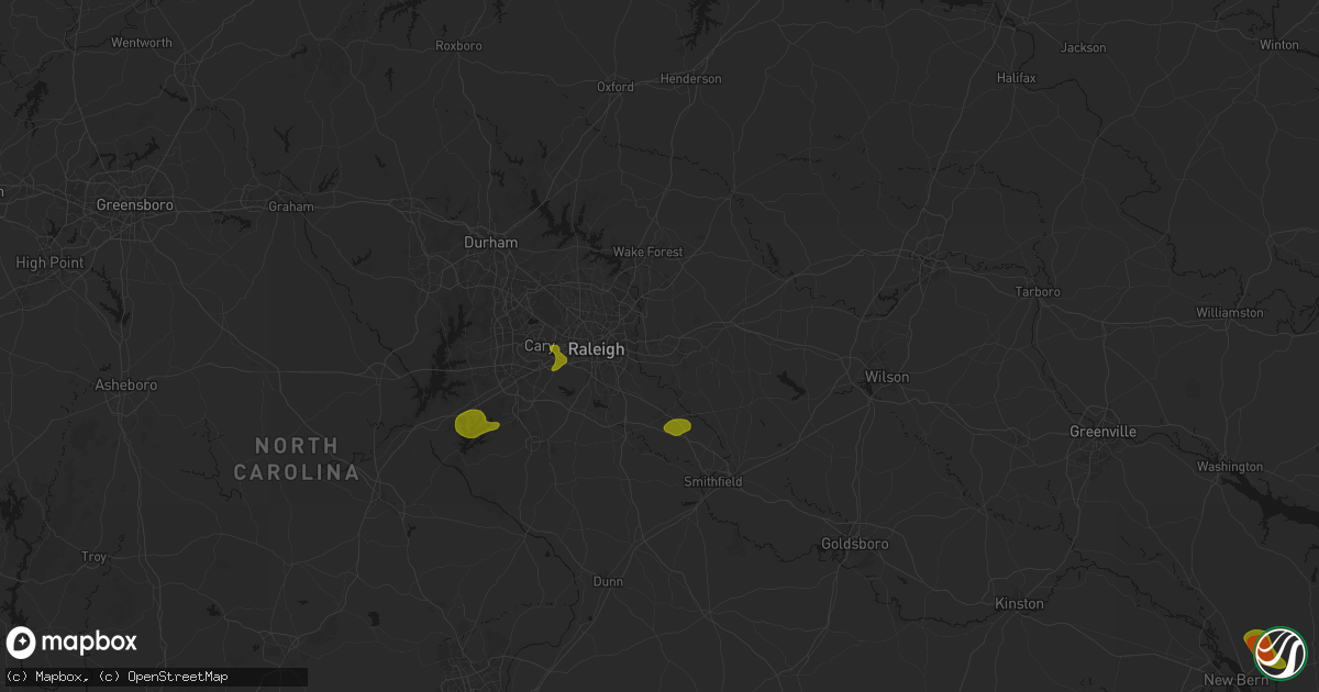 Hail map in Knightdale, NC on July 8, 2026