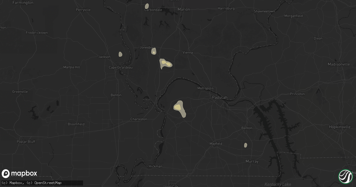 Hail map in La Center, KY on July 8, 2026