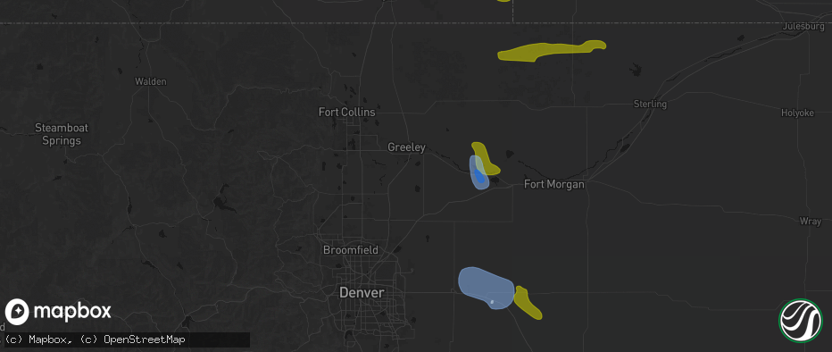 Hail map in La Salle, CO on July 8, 2026