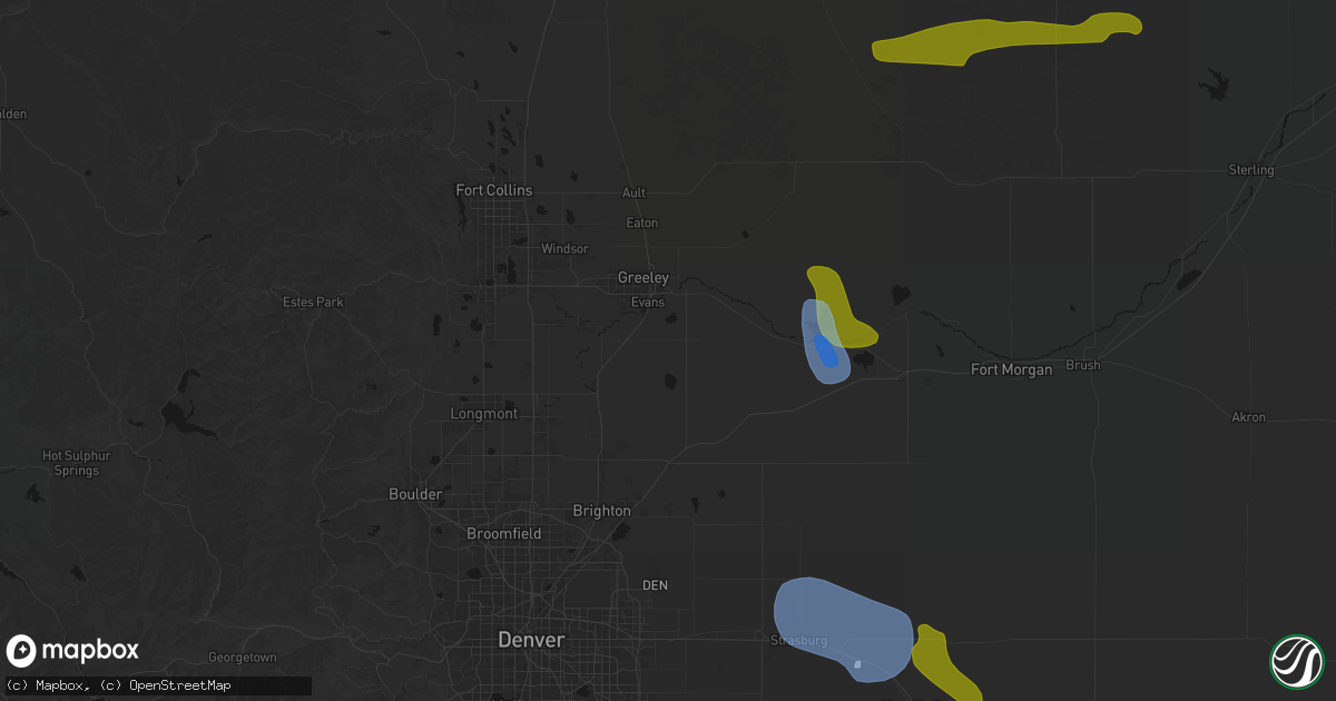 Hail map in La Salle, CO on July 8, 2026