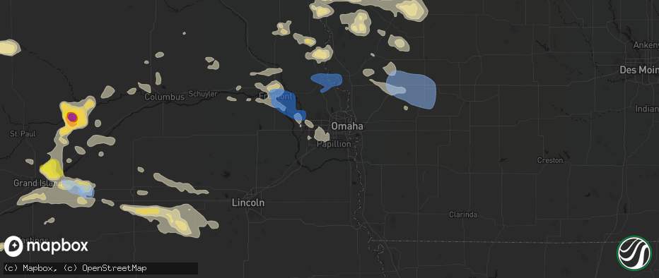 Hail map in La Vista, NE on July 8, 2026