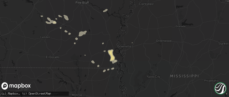 Hail map in Lake Village, AR on July 8, 2026