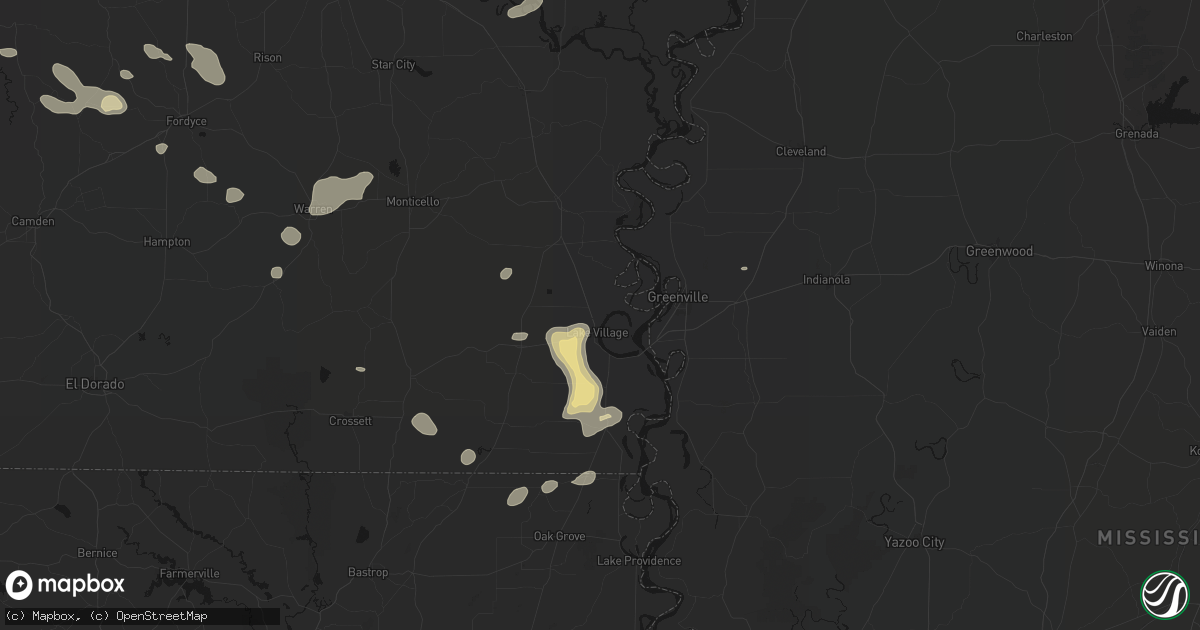 Hail map in Lake Village, AR on July 8, 2026