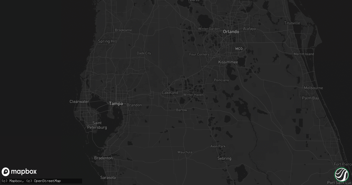 Hail map in Lakeland, FL on July 8, 2026