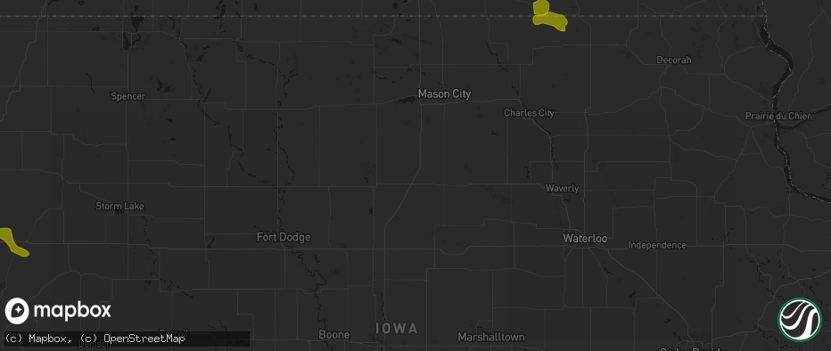 Hail map in Latimer, IA on July 8, 2026