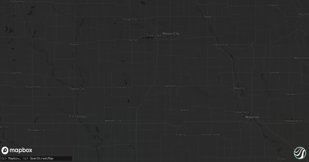 Hail map in Latimer, IA on July 8, 2026