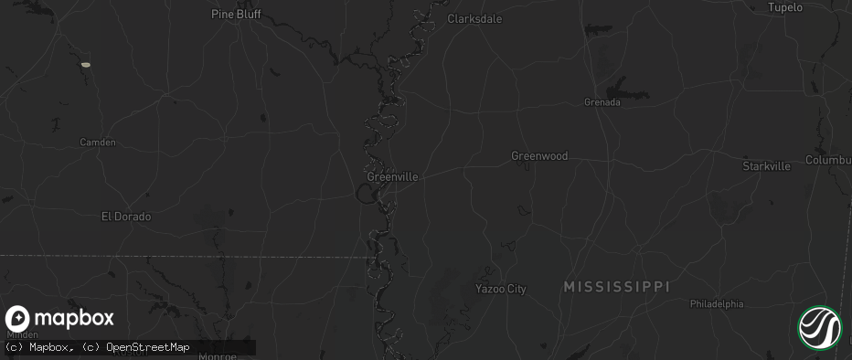 Hail map in Leland, MS on July 8, 2026