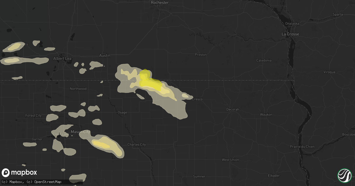 Hail map in Lime Springs, IA on July 8, 2026