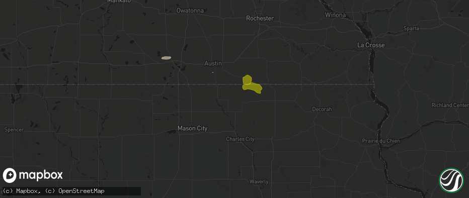 Hail map in Little Cedar, IA on July 8, 2026