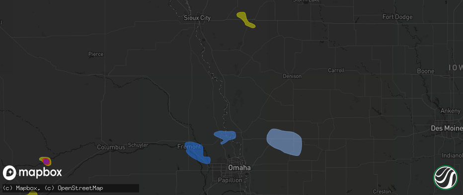 Hail map in Little Sioux, IA on July 8, 2026