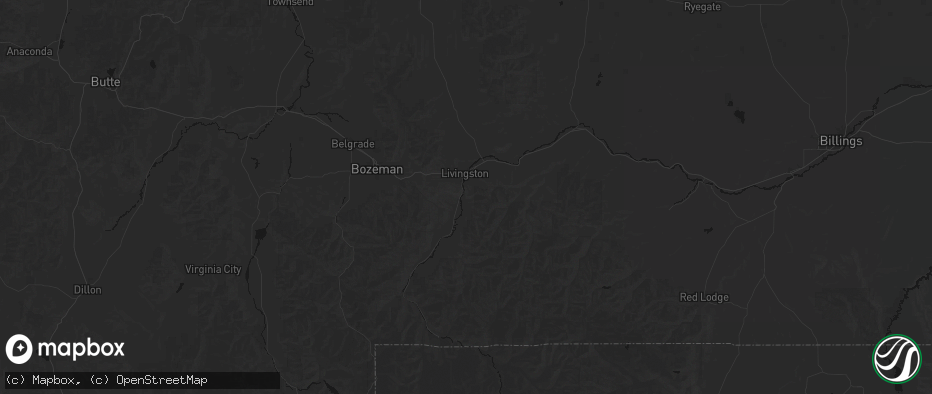Hail map in Livingston, MT on July 8, 2026