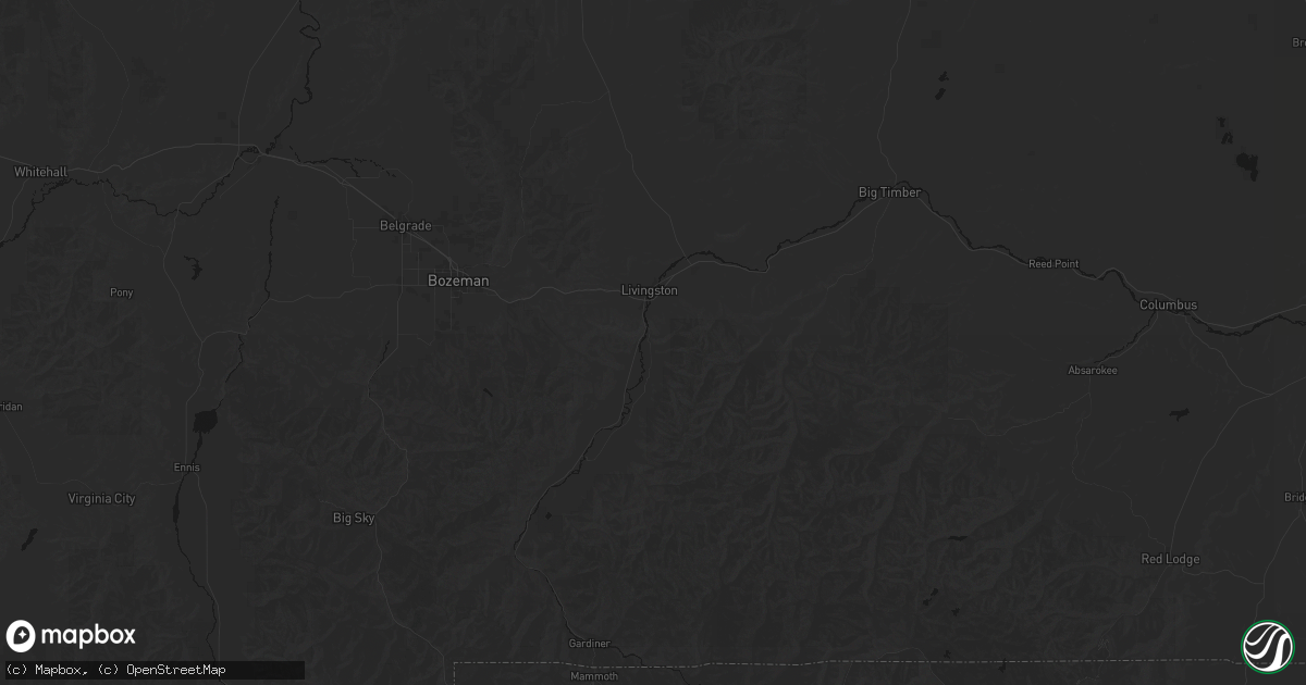 Hail map in Livingston, MT on July 8, 2026