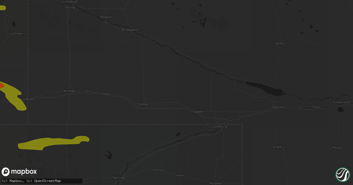 Hail map in Lodgepole, NE on July 8, 2026