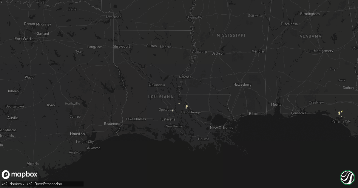 Hail map in Louisiana on July 8, 2026
